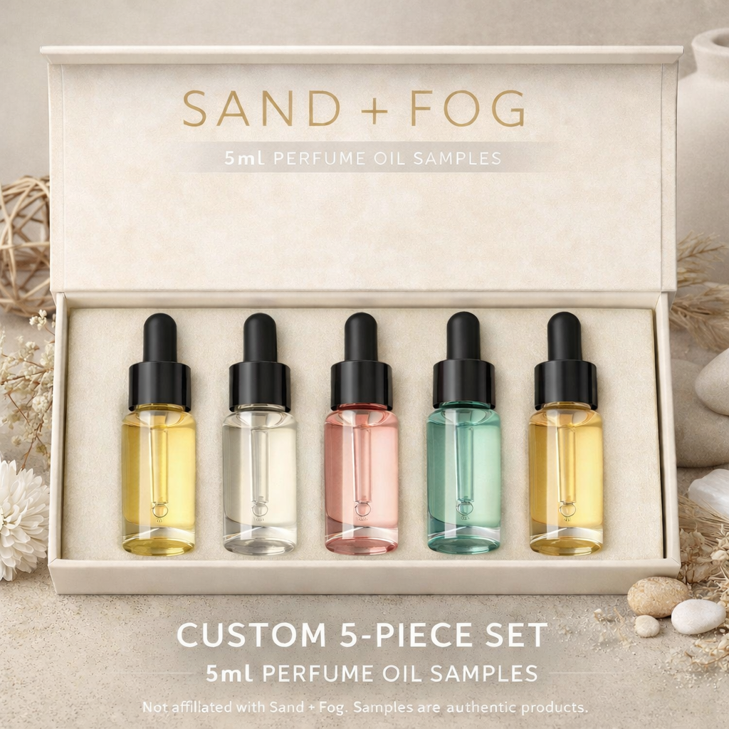 Custom Perfume Oil Sample Bundle | Sand + Fog 5ml Dropper Set (5-Piece)